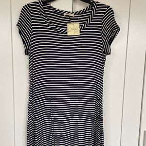 navy stripe tshirt dress NWT